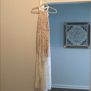 High low white lace dress